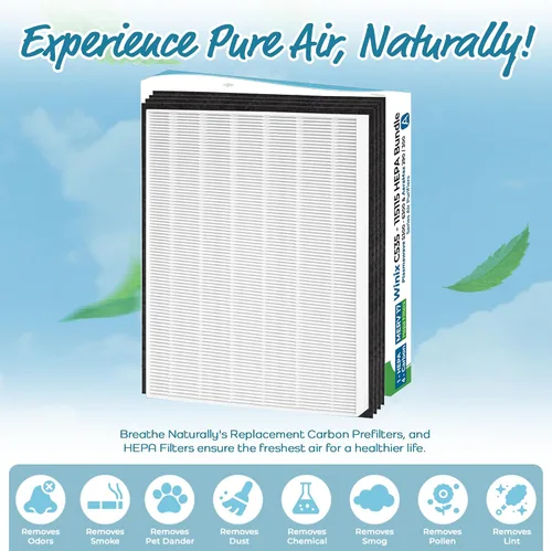 Miniatura 2 de Breathe Naturally Filtros de repuesto compatibles con purificadores de aire Winix C535, Plasmawave 5300, 6300 y Aeramax 300/290, filtros HEPA