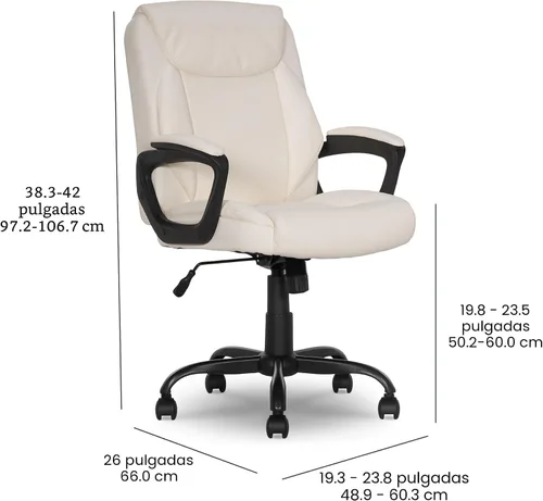 Miniatura 3 de Amazon Basics Classic Puresoft - Silla de escritorio de oficina acolchada de poliuretano con apoyabrazos, fácil montaje, base de metal resistente
