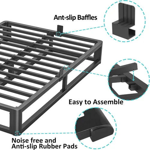 Miniatura 4 de Firpeesy - Base de cama individual de 6 pulgadas con bordes de esquinas redondas, base de plataforma metálica individual de bajo perfil con soporte