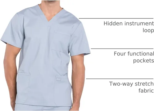Miniatura 24 de Cherokee WW Professionals WW695 - Camisa de uniforme sanitario para hombre, con cuello en V