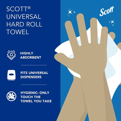 Miniatura 10 de Scott® Essential - Toallas de rollo duro universales (02068), con Absorbency Pockets™, núcleo de 1.5 pulgadas, blanco