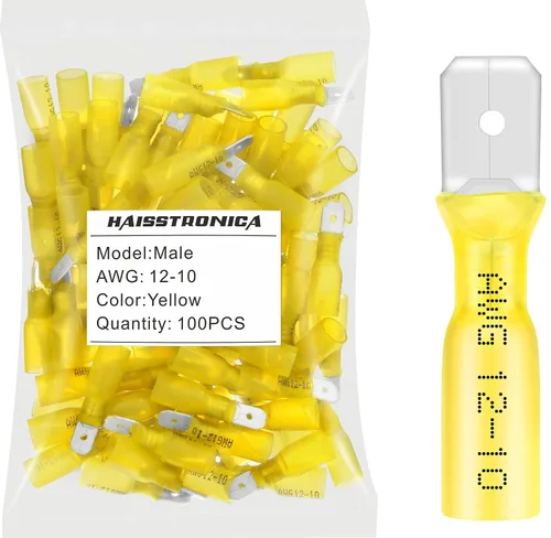 Miniatura 40 de haisstronica 100 conectores de anillo termorretráctiles de grado marino azul de 1/4 pulgadas, conectores de terminales de anillo de cobre rojo
