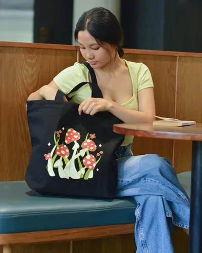 Miniatura 100 de Ecoright Bolsa de lona estética para mujer, bolsa grande con cremallera y bolsillo, bolsa de mano para mujer, para yoga, trabajo, playa