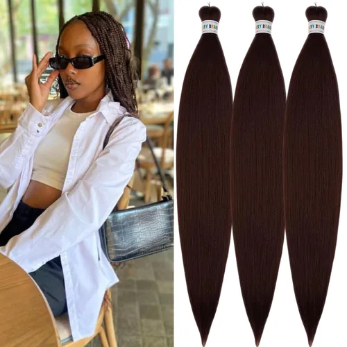 Miniatura 105 de Cabello estirado de fibra Kanekalon para trenzar con cabello humano, color oro rosado, 30 pulgadas