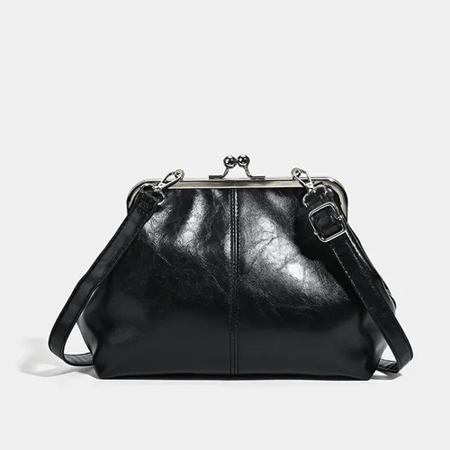 Miniatura 5 de Kiss Lock - Bolso cruzado vintage para mujer, de piel sintética retro, bolso de mano de noche, bolso grande marrón para otoño e invierno