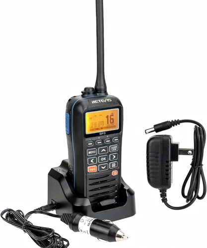 Retevis Radio marina RM40 con GPS, llamada de socorro DSC, alarma de mafia, radio de mano flotante impermeable IP67, alerta meteorológica NOAA,