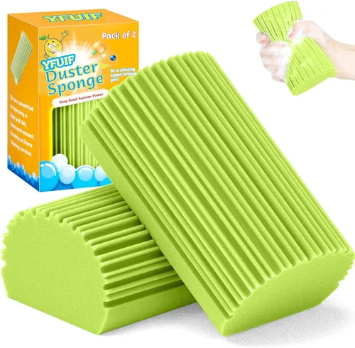 Paquete de 2 esponjas húmedas limpias, herramienta de limpieza de zócalos de esponja mágica, plumeros para limpiar persianas, vidrio, rejillas de