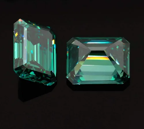 Miniatura 5 de Moissanita suelta 3.00 quilates, piedra de moissanita de color verde, claridad VVS1, piedra preciosa brillante de corte esmeralda para hacer anillos