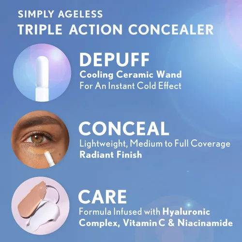 Miniatura 5 de COVERGIRL Corrector de triple acción Simply Ageless ligero, paquete de 1 Claro