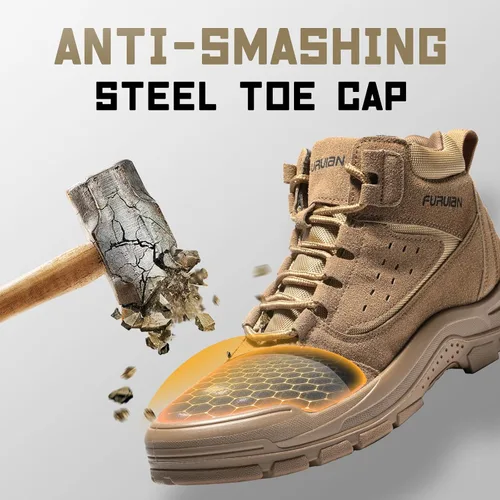 Miniatura 2 de Furuian - Botas de trabajo unisex con punta de acero, cómodas y ligeras para hombres, con resistencia al deslizamiento, puntera de acero, zapatos