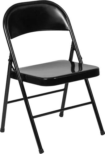 Miniatura 21 de Flash Furniture Paquete de 4 sillas plegables de metal gris con doble refuerzo de la serie HERCULES