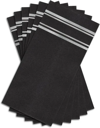Miniatura 9 de Servilletas desechables de color azul oscuro brillante sobre negro, se siente como lino, papel suave de pulpa esponjosa, paquete de 50, 8.5 x 4