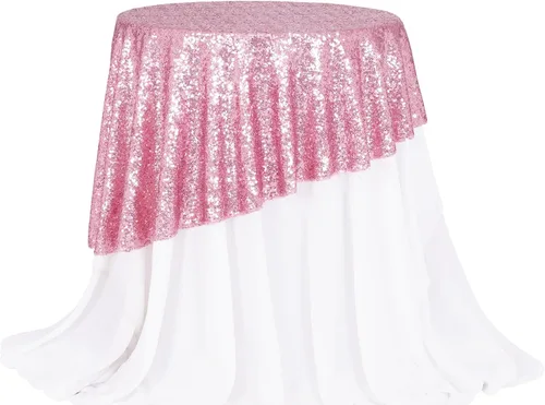 Miniatura 127 de PartyDelight Mantel de lentejuelas redondo de 50 pulgadas, color dorado claro, adorno de mesa para decoración de bodas, fiestas, cumpleaños