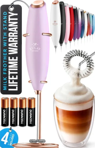 Miniatura 23 de Zulay Kitchen Espumador de leche de mano con pilas Duracell AA – Mezclador eléctrico ultrarrápido y creador de espuma, mezclador de bebidas fácil