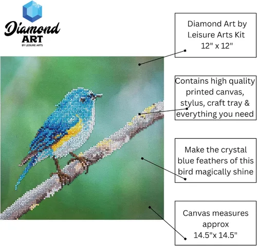 Miniatura 2 de Diamond Art by Leisure Arts Kit DMA 12x12 IntermediateBlue Bird