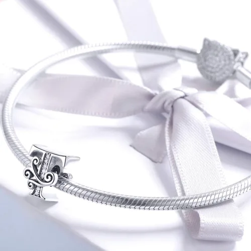 Miniatura 37 de BETTY&SARAH dije de plata esterlina 925 con forma de letra, para pulseras Pandora, letra del alfabeto, joya, regalo para mujer