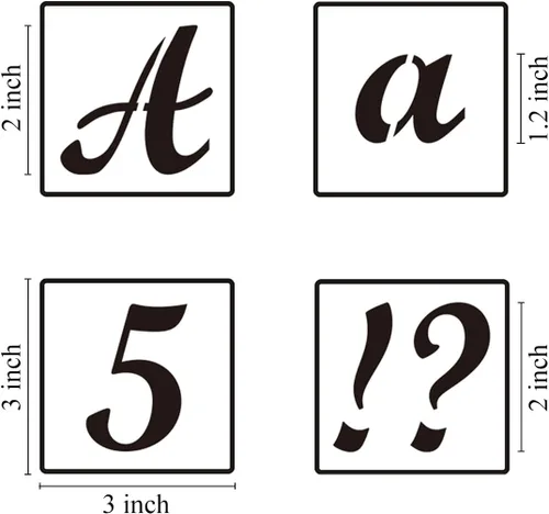 Miniatura 6 de Plantillas de letras del alfabeto de 2 pulgadas para pintar, paquete de 70 plantillas de letras y números con letreros para pintar sobre madera
