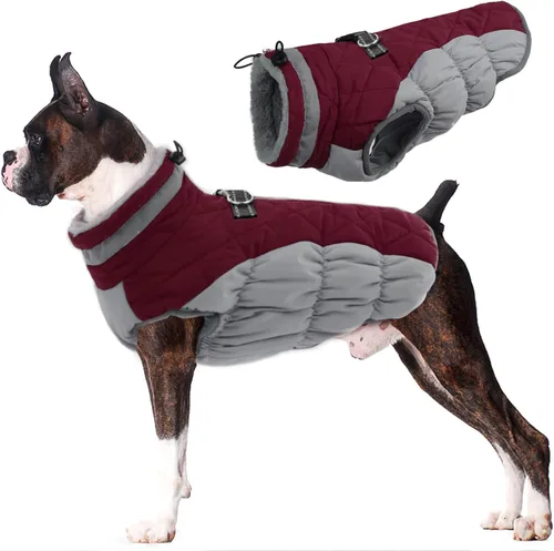 Miniatura 33 de Lelepet Abrigo cálido para perro, abrigo de invierno para perro, chaqueta impermeable para perros con arnés incorporado, chaleco reflectante
