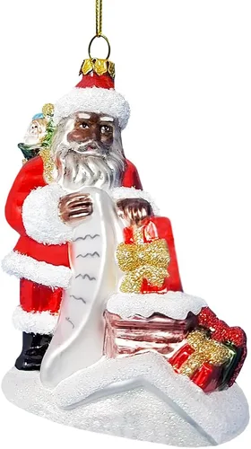 Miniatura 42 de Adorno de cristal soplado a mano de Papá Noel de safari aventurero, decoración navideña temática de viaje de explorador africano de la selva