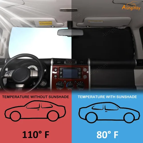 Miniatura 3 de Aunginsy Parasol para parabrisas delantero compatible con Toyota FJ Cruiser 2007-2021, parasol plegable reflectante para rayos UV y protección solar