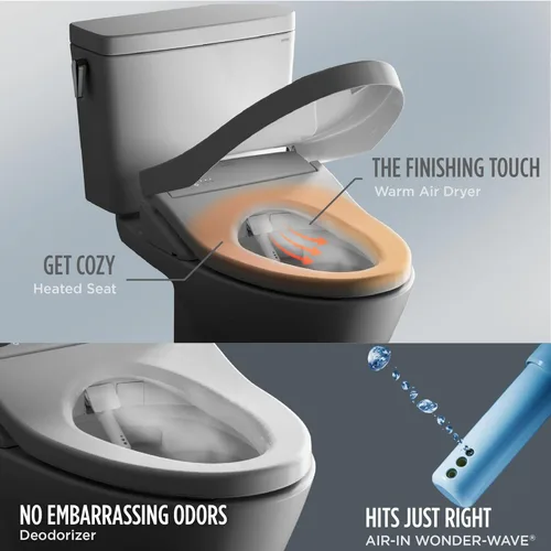 Miniatura 4 de TOTO WASHLET+ S7 - Asiento de inodoro electrónico con bidé EWATER+ con limpieza de tazón y varita y tapa contemporánea, alargado, algodón blanco