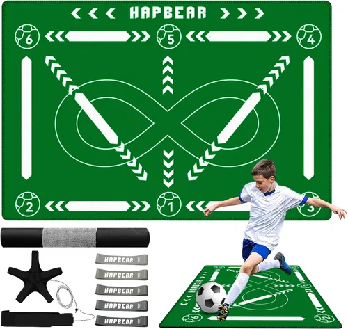 Miniatura 11 de HAPBEAR Alfombrilla de entrenamiento de fútbol de 0.2 pulgadas, equipo de entrenamiento de fútbol para el juego de pies y el dominio del balón