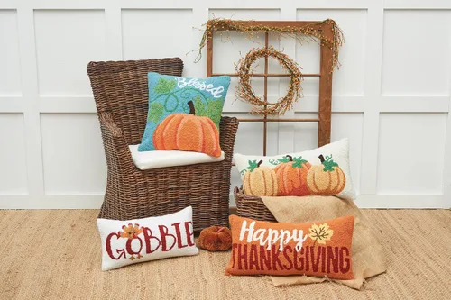 Miniatura 4 de C&F Home Blessed Pumpkin - Almohada con gancho de 18 x 18 pulgadas, color azul