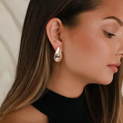Miniatura 3 de MUYAN Aretes largos de gota de agua para mujer, aretes de gota cepillados, oro y plata