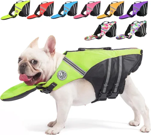 Miniatura 7 de Chaleco salvavidas para perro, chaleco salvavidas para bulldog francés para nadar en barco, chaleco de natación para perros con flotador de barbilla