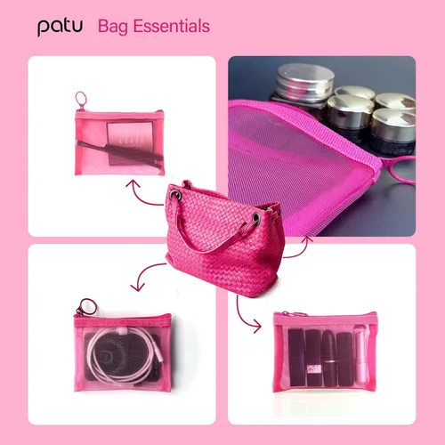 Miniatura 5 de patu Mini bolsas de malla con cremallera, 4" x 5", tamaño S / A7, 5 piezas, organizador de accesorios cosméticos de maquillaje y belleza