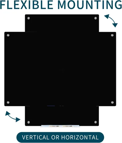 Miniatura 7 de Pizarra blanca magnética de vidrio negro, pizarra de borrado en seco de vidrio negro de 4 x 3 pies, pizarra blanca de vidrio templado sin marco