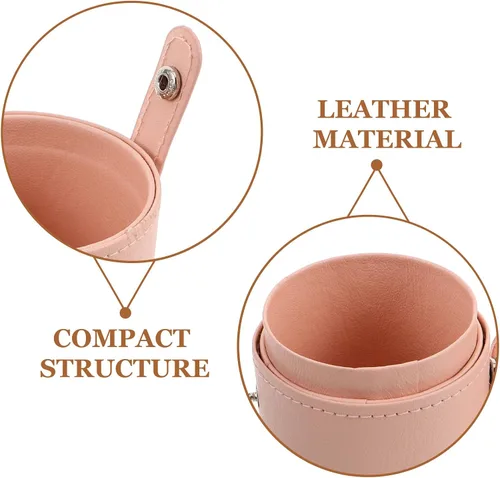 Miniatura 3 de 2pcs Leather Makeup Brush Holder: Stand-Up Cosmetic Brush Organizer Case for Vanity Countertop - Portable Makeup Bag for Travel