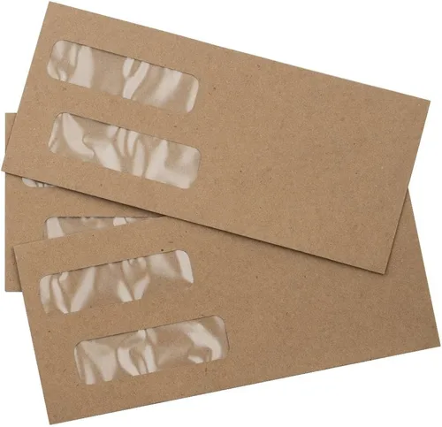 Miniatura 7 de LUXPaper Sobres de factura de doble ventana, despegar y prensar, 4 1/8 pulgadas x 9 1/8 pulgadas, bolsa de comestibles marrón, 70 libras, texto