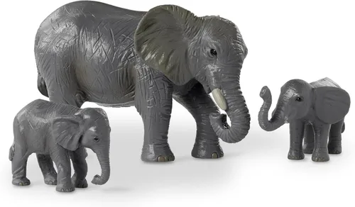 Miniatura 11 de Terra by Battat Juego familiar de juguetes de elefante africano de 4 piezas - Figuras realistas de animales de safari de plástico - Juguetes