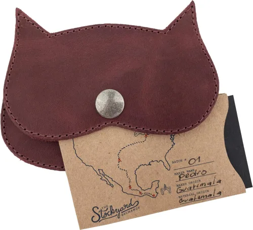 Miniatura 49 de Hide & Drink, Cartera en forma de gato, bolsa para monedas, soporte para dinero, accesorio de viaje, cuero de grano completo, hecho a mano, Negro