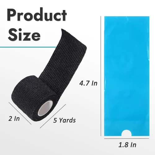 Miniatura 3 de Yugui Combo de fundas para bolígrafos y cinta de agarre: 200 fundas desechables impermeables + 4 rollos de vendajes adhesivos antideslizantes