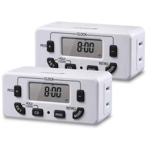 Miniatura 10 de Fosmon Temporizador de cuenta regresiva enchufable de doble salida, temporizador de luz interior para tomas de corriente, 15-30 minutos, ajustes