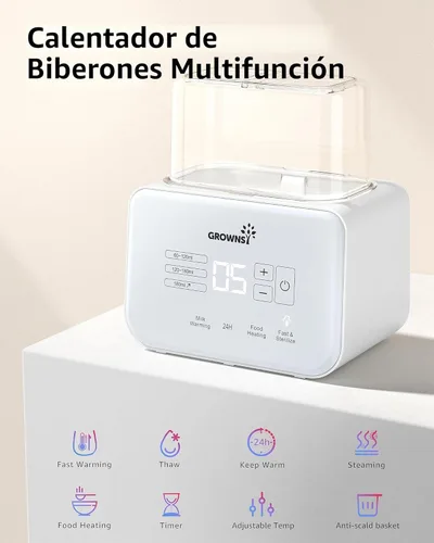 Miniatura 2 de Calentador de biberones para bebé, Grownsy 8 en 1 calentador de leche rápido con temporizador para leche materna o fórmula, se ajusta a 2 biberones