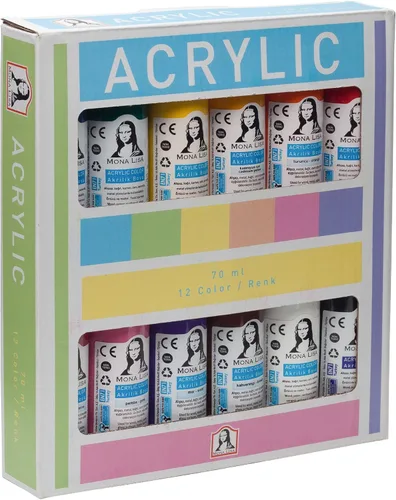 Miniatura 3 de Juego de pintura acrílica, 12 x 2.4 fl oz, colores impermeables no tóxicos, para niños, principiantes y artistas aficionados, funciona en lienzo