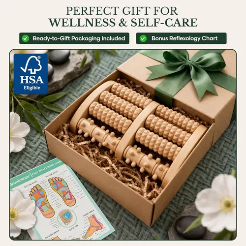 Miniatura 8 de Brookstone Masajeador de pies para neuropatía y alivio de la fascitis plantar, masajeador de rodillo de madera para pies, alivio del dolor