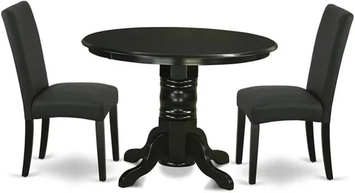 Miniatura 7 de East West Furniture SHDR5-LWH-07 - Juego de mesa y sillas de cocina de 5 piezas, incluye una mesa de comedor redonda con pedestal y 4 sillas