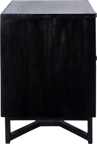 SAFAVIEH Home Collection Hedwig - Mesita de noche de ratán negro y natural de 2 puertas