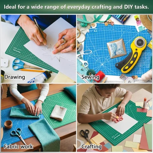 Miniatura 7 de WORKLION Alfombrilla de corte de PVC autorreparable de 12" x 18" para arte, doble cara, tabla de corte giratoria con cuadrícula para manualidades