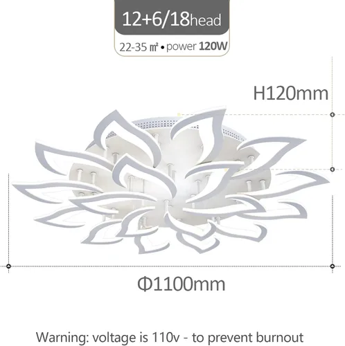 Miniatura 6 de AHAWILL Lámpara de techo regulable moderna incrustada LED lámpara de techo de pétalos acrílicos de metal, adecuada para salas de estar, dormitorios