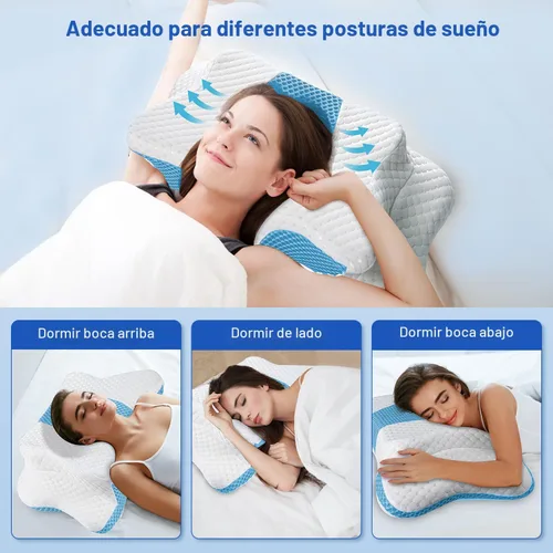 Miniatura 2 de Almohada cervical de alivio del dolor para soporte del cuello, almohada ergonómica ajustable y acogedora para dormir, almohadas de espuma Azul Oscuro
