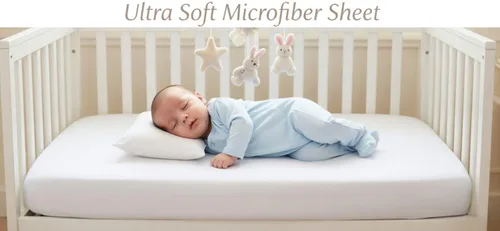 Miniatura 4 de EVERYDAY KIDS Juego de 2 sábanas bajeras ajustadas para cuna de niño, 100% microfibra suave y transpirable, sábana para bebé, se adapta al colchón