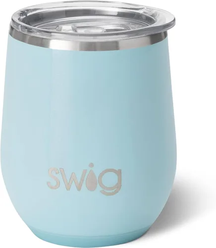 Miniatura 43 de Swig Life Vaso de vino de 12 onzas con tapa, acero inoxidable, apto para lavavajillas, portátil, triple aislamiento (todos los americanos)