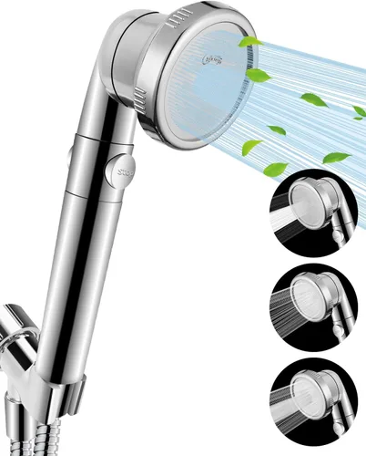 Miniatura 10 de Cabezal de ducha filtrado para agua dura, cabezales de ducha de alta presión de 3 modos con pulverización de mano, juego de cabezal de ducha Gris