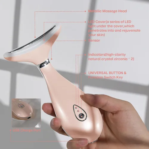 Miniatura 5 de VRAIKO Lily - Masajeador facial de cuello, masajeador de belleza para rejuvenecimiento de la piel, herramienta de spa facial 3 en 1, levantamiento