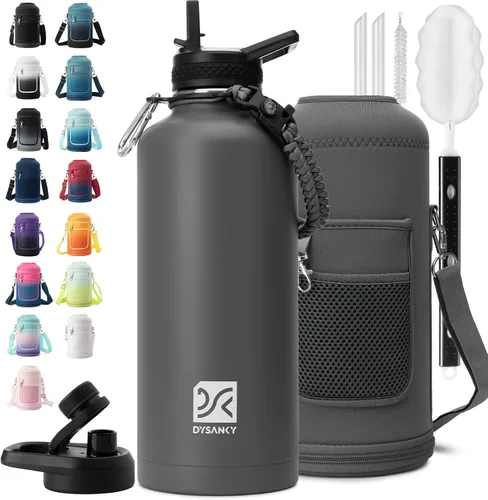 Miniatura 96 de DYSANKY Botella de agua aislada de 32 onzas, metal al vacío de acero inoxidable grueso, jarra de agua deportiva portátil para gimnasio y senderismo